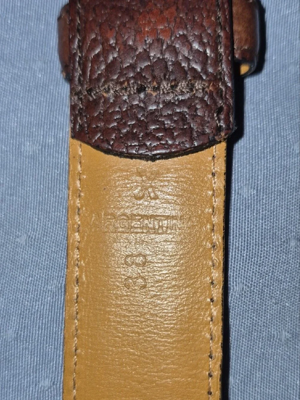 Polo by Ralph Lauren Brown Pebbled Leather Belt Engraved Logo Silver Buckle